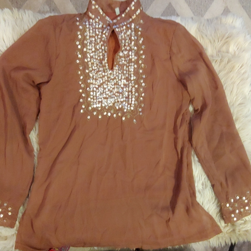 "Banana u.s.a." Embellished Sequined Tunic